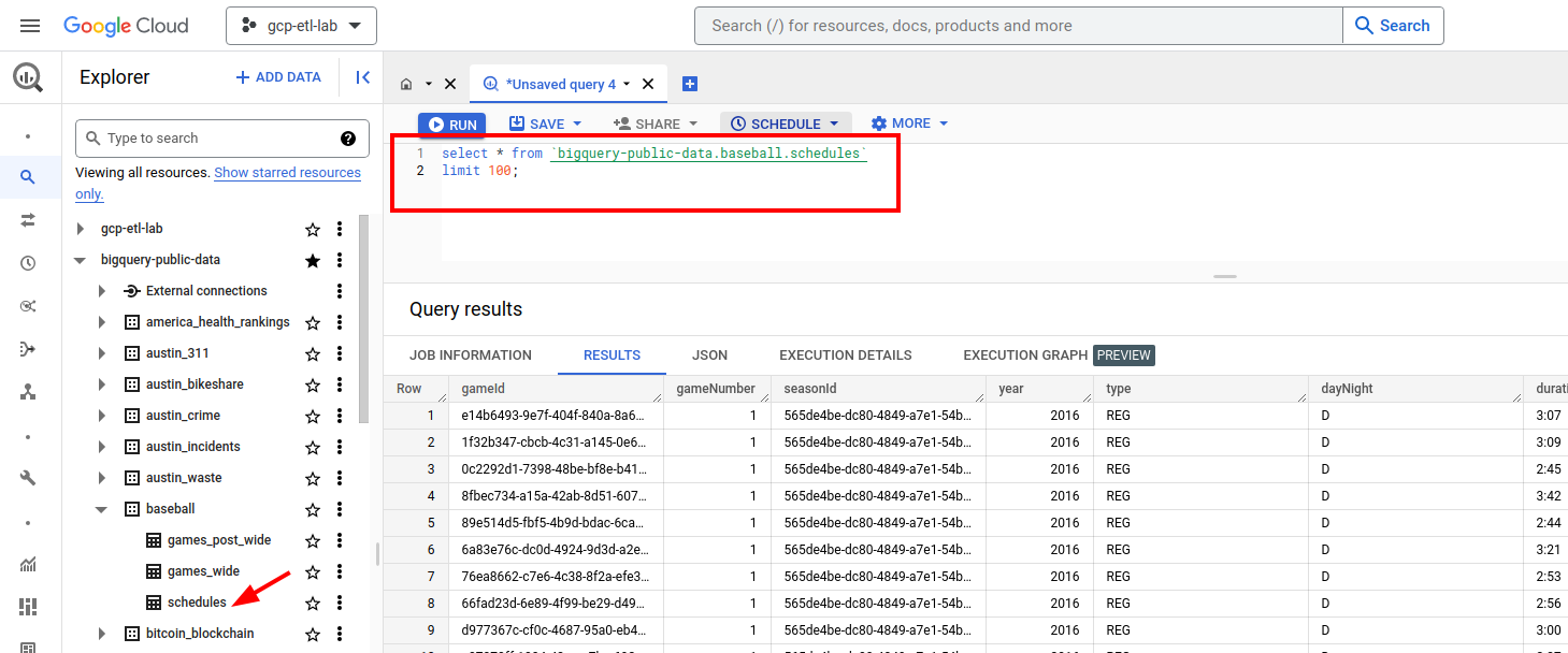 How to pin public datasets to a project in google bigquery art of